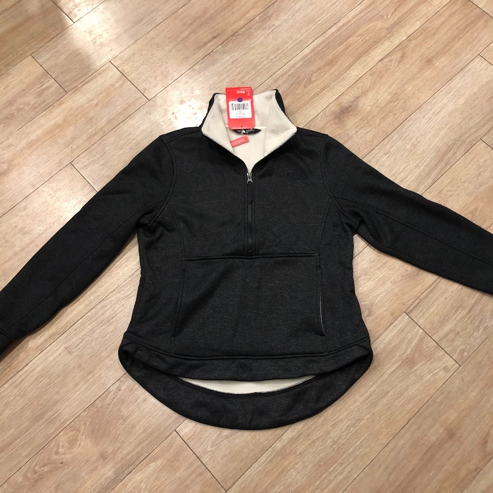 North Face Quarter Zip Fleece Lined Pocket Sweatshirt Jacket